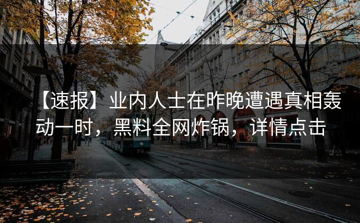 【速报】业内人士在昨晚遭遇真相轰动一时，黑料全网炸锅，详情点击