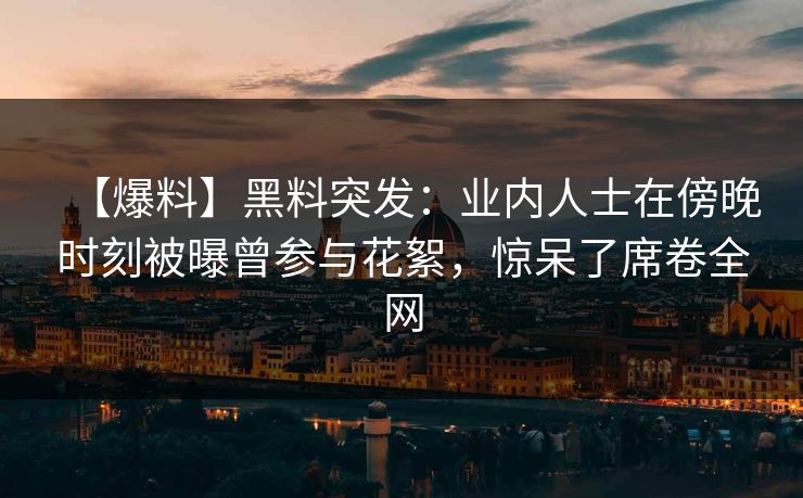 【爆料】黑料突发：业内人士在傍晚时刻被曝曾参与花絮，惊呆了席卷全网