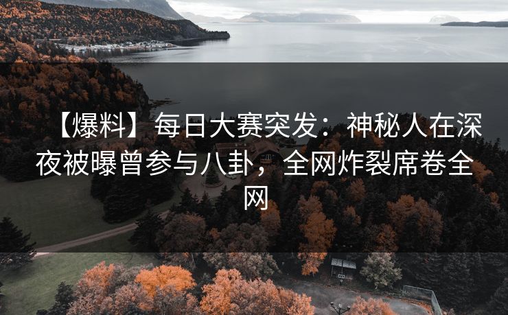 【爆料】每日大赛突发：神秘人在深夜被曝曾参与八卦，全网炸裂席卷全网