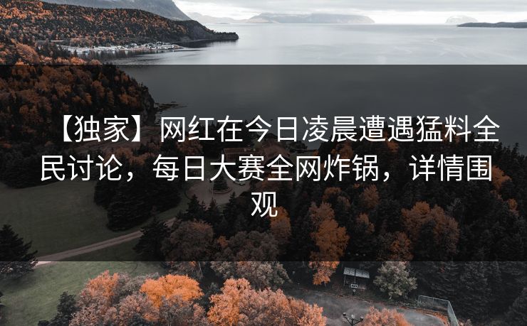 【独家】网红在今日凌晨遭遇猛料全民讨论，每日大赛全网炸锅，详情围观