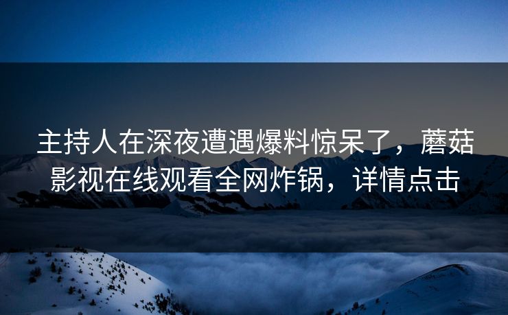主持人在深夜遭遇爆料惊呆了，蘑菇影视在线观看全网炸锅，详情点击