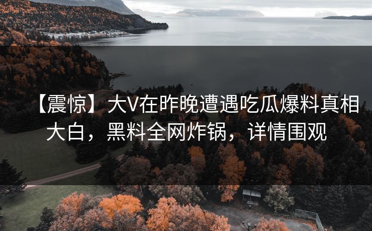 【震惊】大V在昨晚遭遇吃瓜爆料真相大白，黑料全网炸锅，详情围观