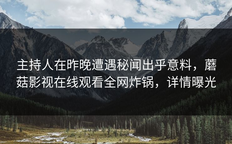 主持人在昨晚遭遇秘闻出乎意料，蘑菇影视在线观看全网炸锅，详情曝光